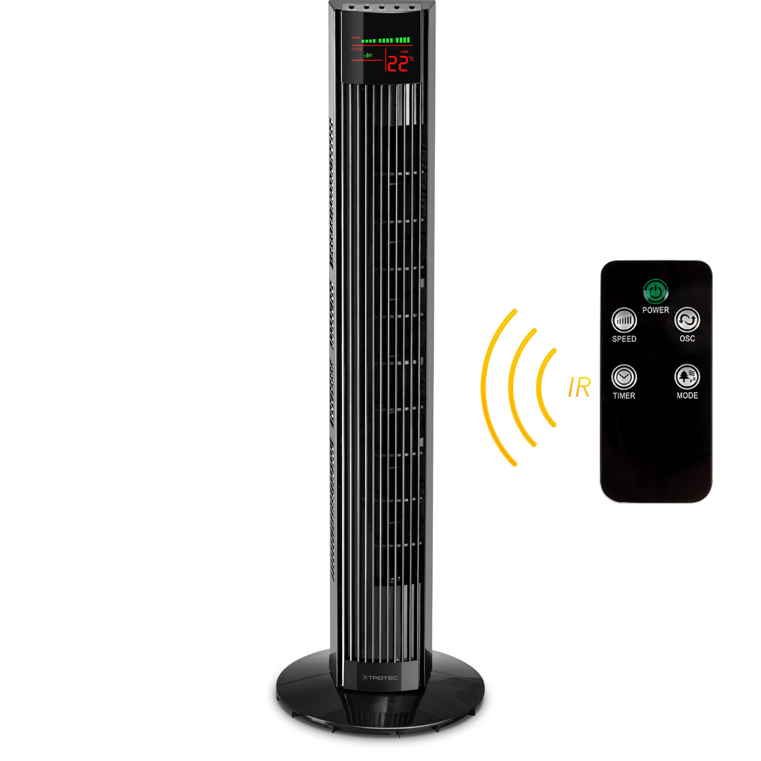 TROTEC Turmventilator TVE 31 T Ventilator Leise Luftkühler Fernbedienung 45 Watt