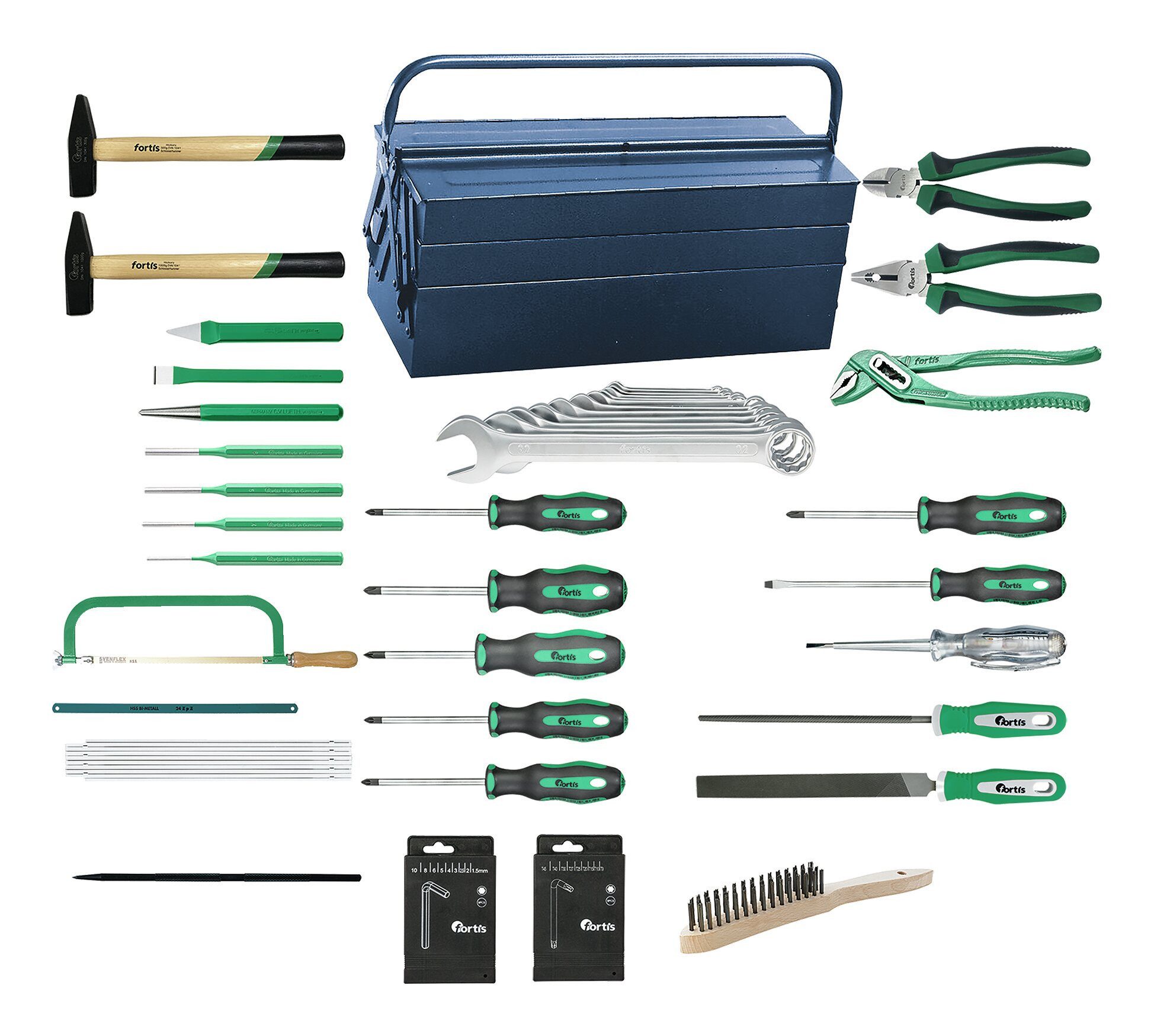 fortis Werkzeugset, (62-tlg), Werkzeugsortiment Universal 62teilig im Stahlblechkoffer