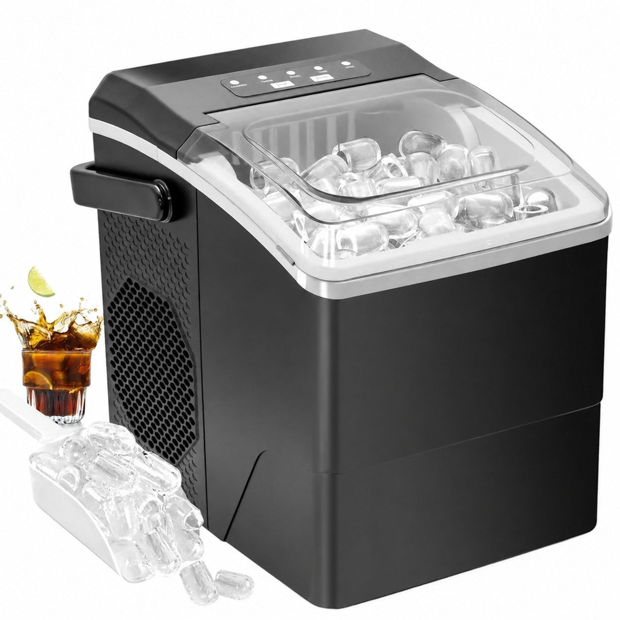 ZMH Eiswürfelmaschine Eiswürfelmaschine 14kg/24h, 9 Eiswürfel in 6 Min, 1,3L, 1,3 Liter Eiswürfelbereiter 6 Eiswürfel in 9 Minuten 125W