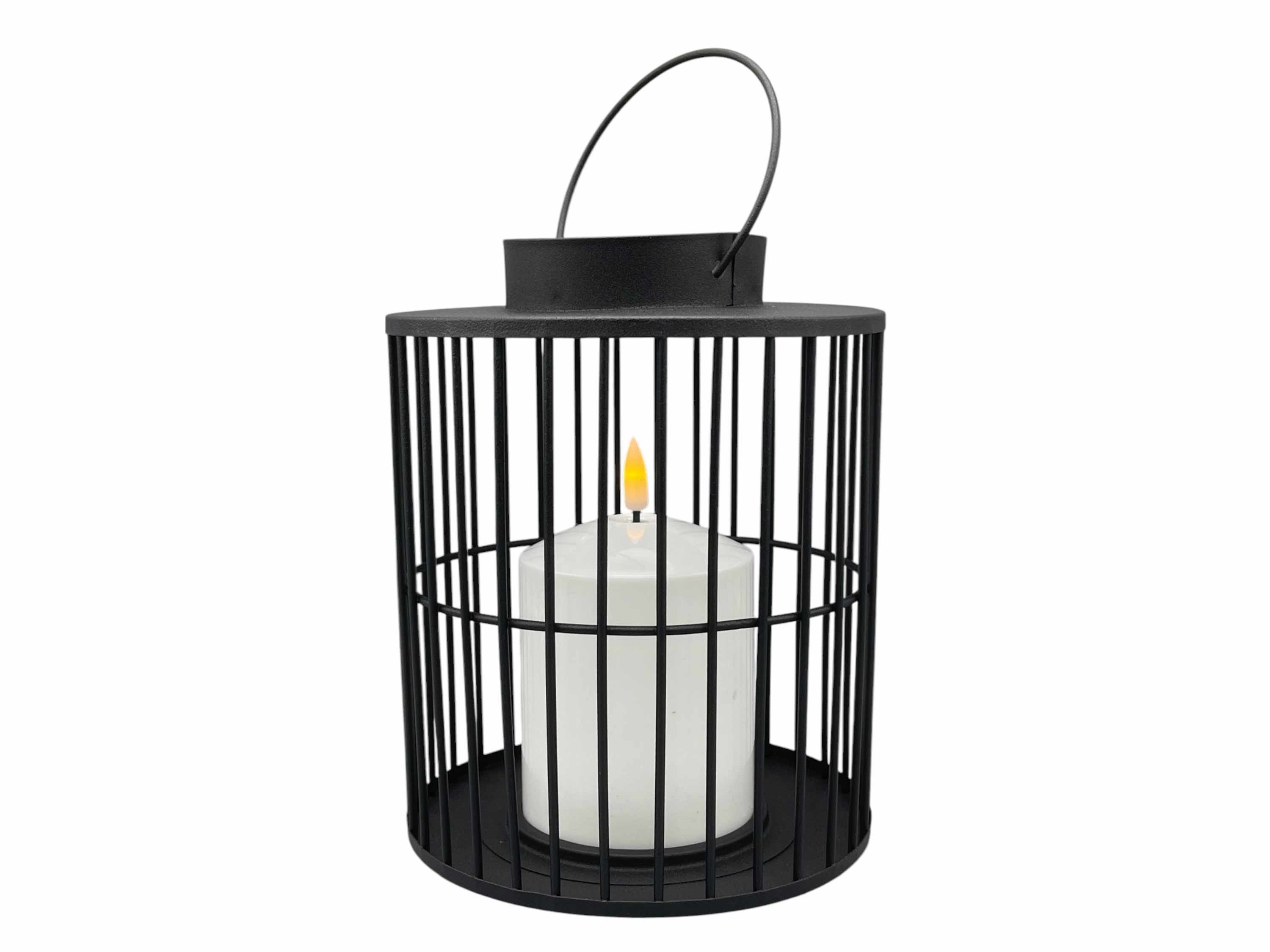 Coen Bakker LED Laterne, Ein-/Ausschalter, LED, warmweiß, schwarz matt Metall Kerze mit 3D-Flamme 15x18cm