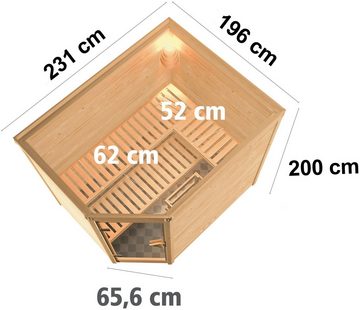 Karibu Sauna Talida, BxTxH: 231 x 196 x 200 cm, 40 mm, (Set) 9-kW-Bio-Ofen mit externer Steuerung