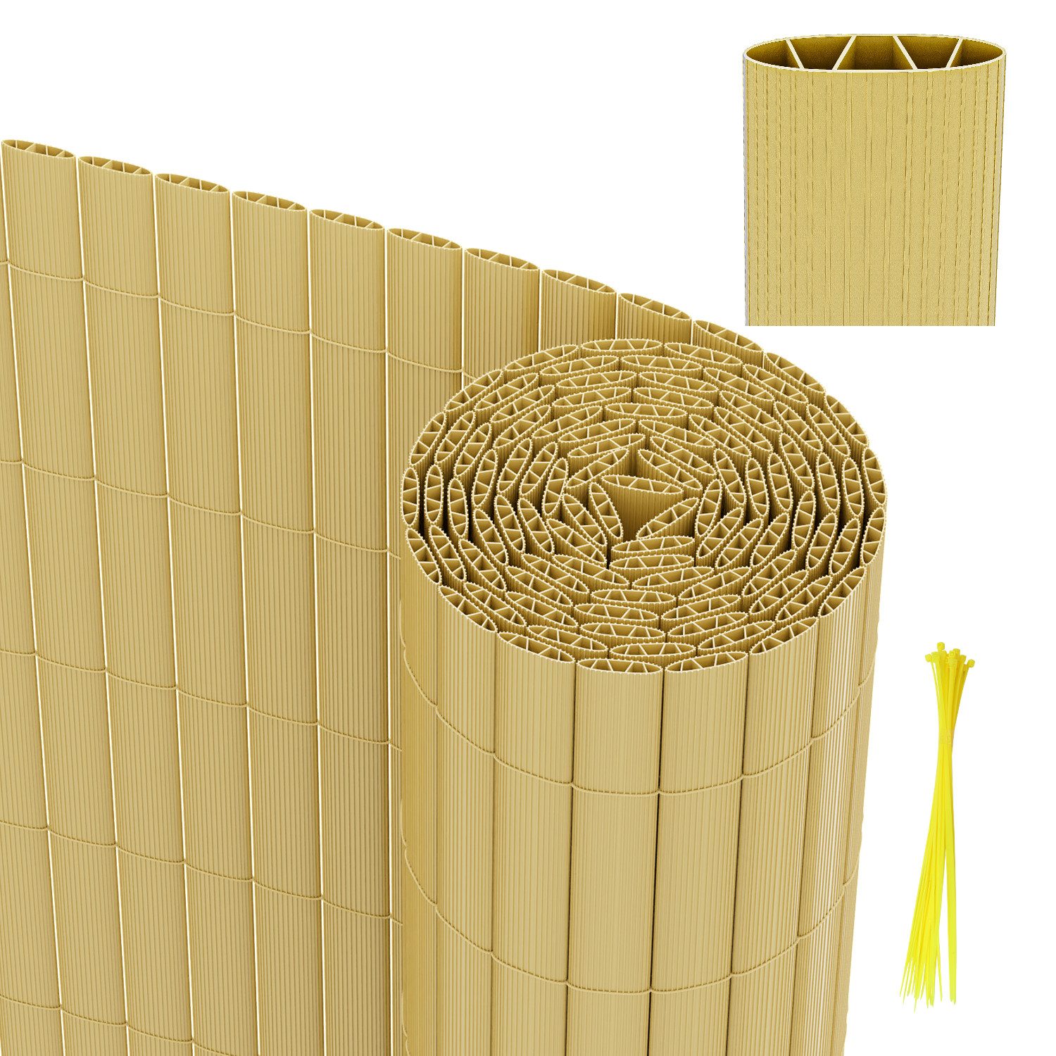 Clanmacy Balkonsichtschutz PVC Sichtschutzmatte Bambus Garten günstig online kaufen