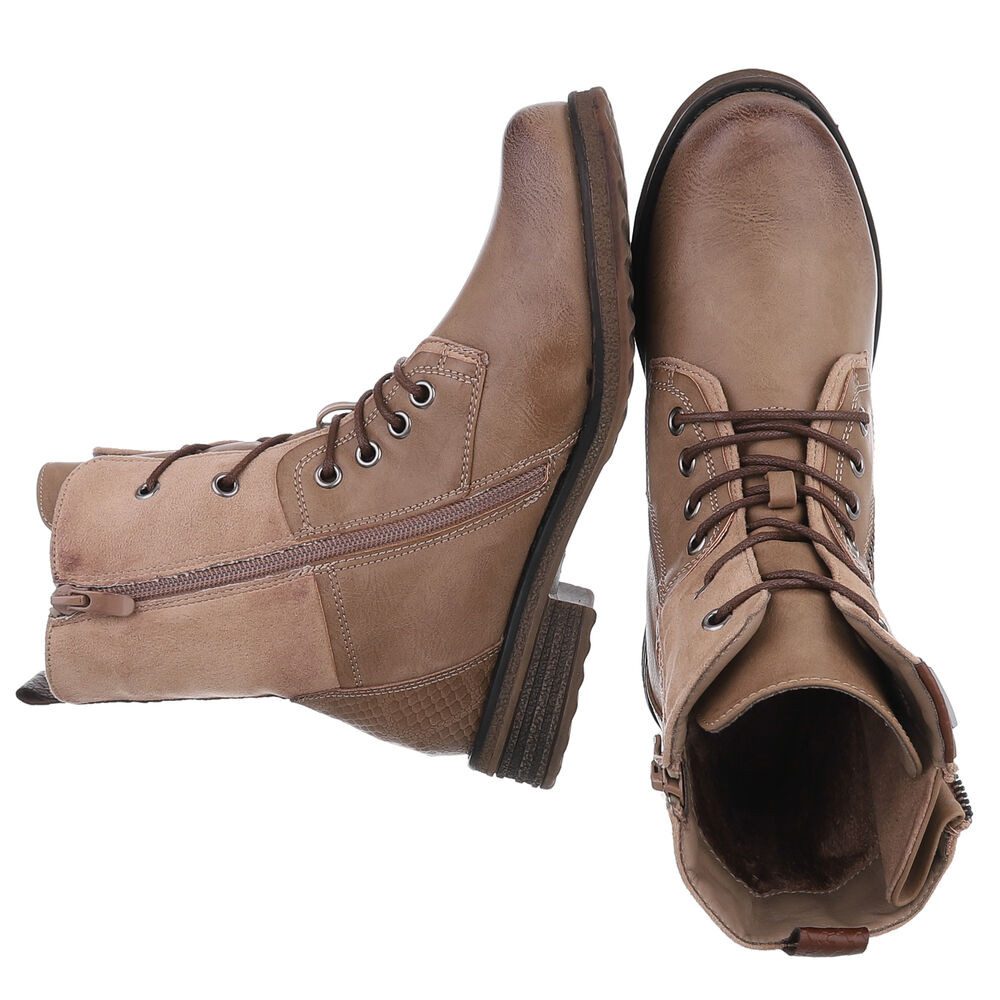 Ital-Design Modischer Damenstiefel mit Schnürung und Reißverschluss Stiefel günstig online kaufen