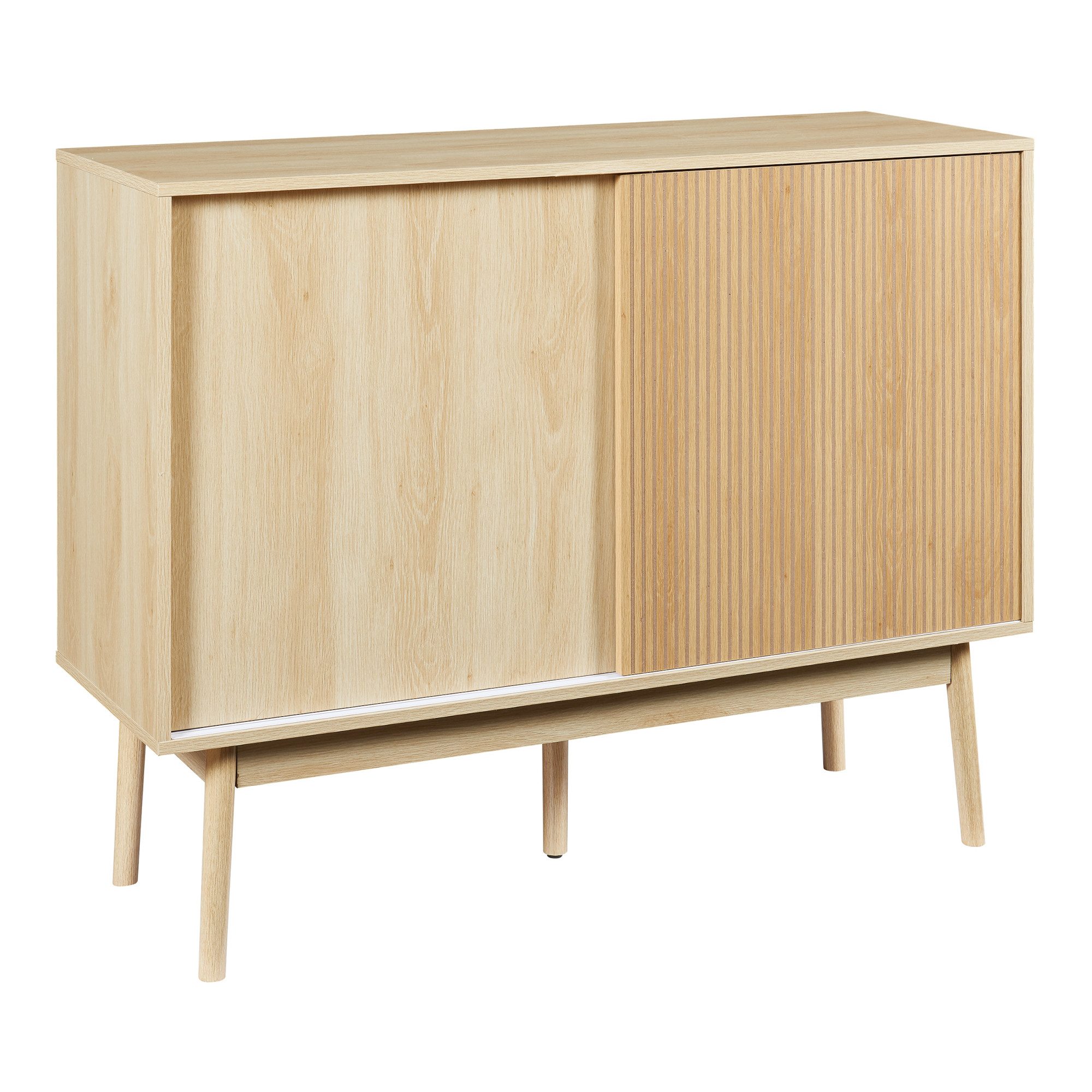 en.casa Sideboard, »Landskrona« mit 2 Schiebetüren 115x40x90 cm Eichenoptik günstig online kaufen