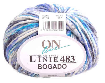 ONline Linie 483 Bogado Merinowolle mit Kaschmir Häkelwolle, 100,00 m (100g dicke Wolle zum Stricken und Häkeln, Strickwolle, Strickgarn, Handstrickgarn), Dochtgarn mit Kaschmiranteil, 70% Wolle, 25% Polyamid, 5% Kaschmir