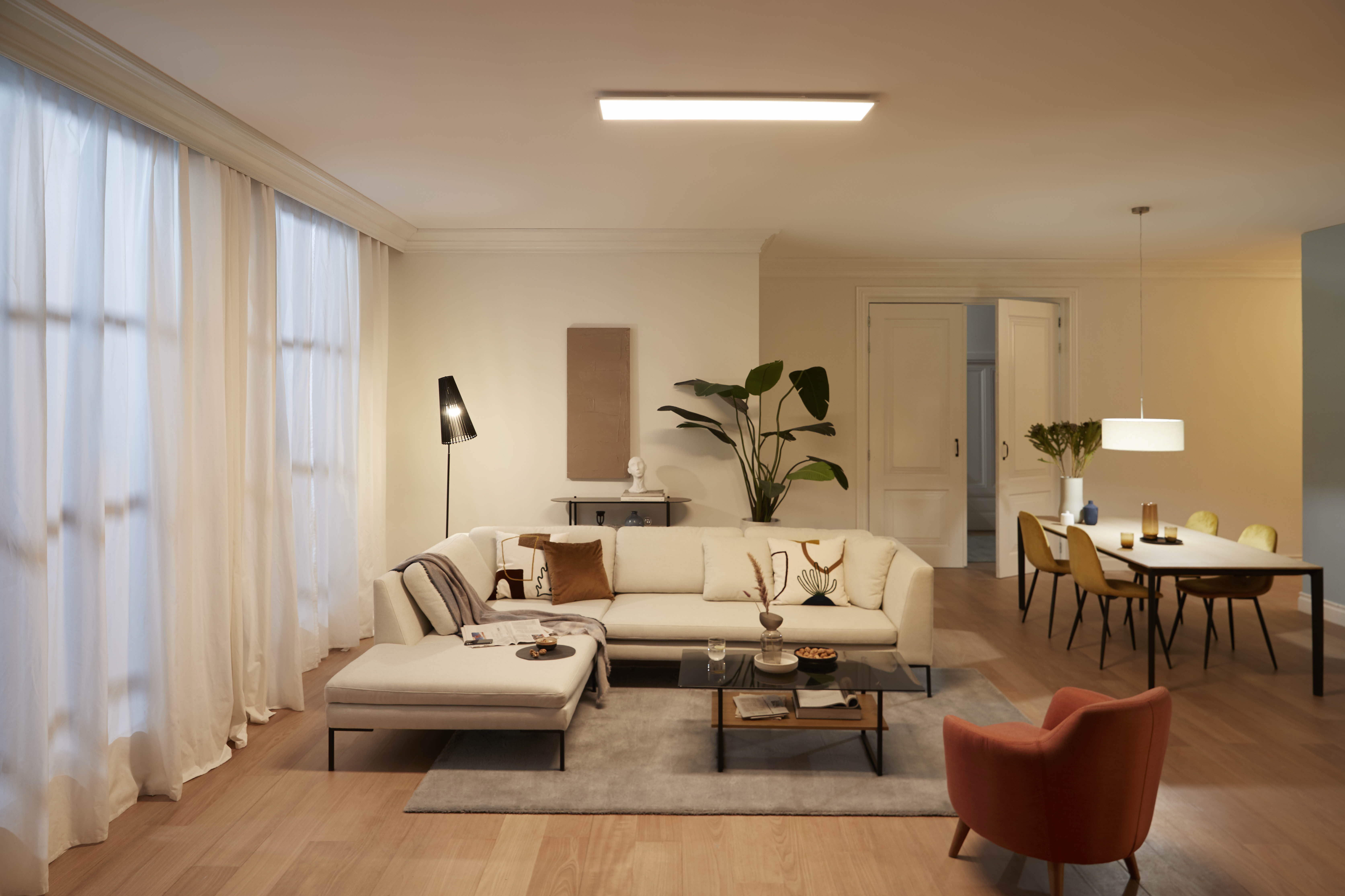 Philips LED Deckenleuchte Touch Deckenleuchte SceneSwitch eckig 36W 2700K, Dimmfunktion, Memoryfunktion, dimmbar über Fernbedienung, mehrere Helligkeitsstufen, LED fest integriert, Warmweiß