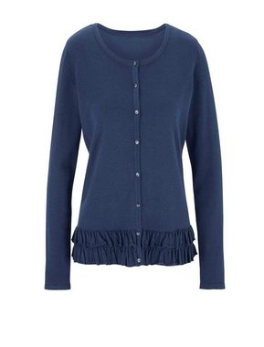 Ashley Brooke by heine Strickjacke ASHLEY BROOKE Damen Designer-Feinstrickjacke m. Rüschen, blau