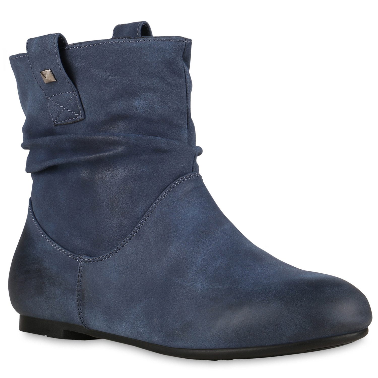 VAN HILL 811678 Schlupfboots Gefütterte Damen Schlupfstiefel Nieten Stiefeletten Leder-Optik