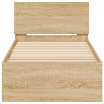 vidaXL Bettgestell Bettgestell mit Kopfteil Sonoma-Eiche 75x190 cm Holzwerkstoff Bett Bet