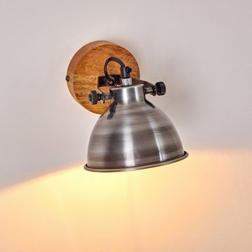 hofstein Wandleuchte »Mot« Wandlampe aus Metall und Holz in Zink/Natur, ohne Leuchtmittel, mit verstellbarem Strahler, 1xE14, Retro/Vintage Design