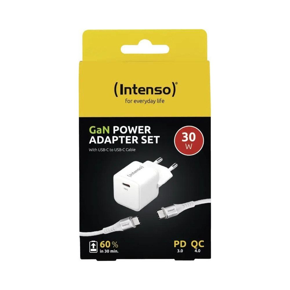 Intenso Kompakter 30W GaN-Adapter von Intenso. USB-Ladegerät (kompakt und vielseitig einsetzbar, Kompakt und universell einsetzbar)