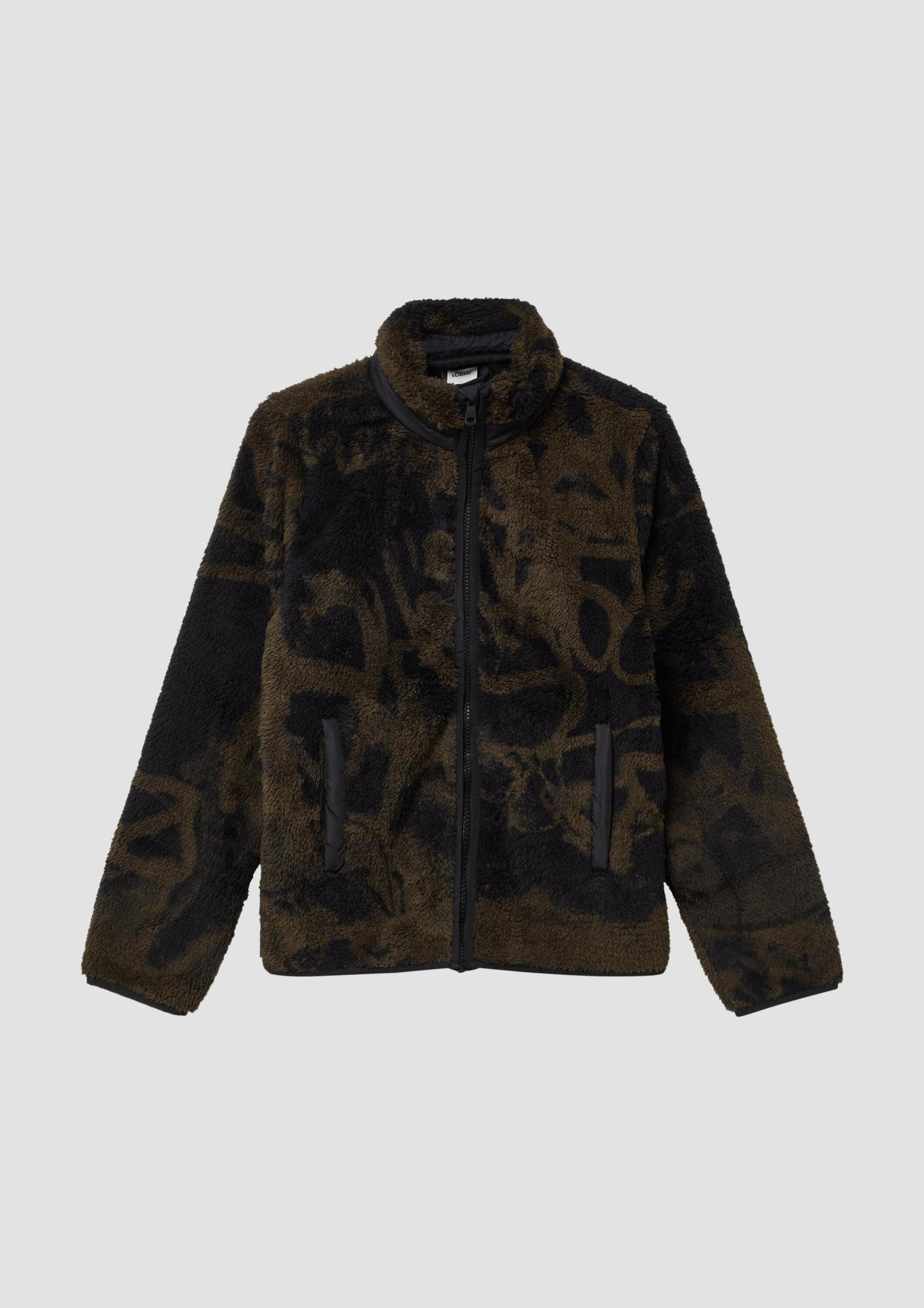 s.Oliver Funktionsjacke Indoor-Jacke Kuschelige Teddy-Jacke mit All-over-Print