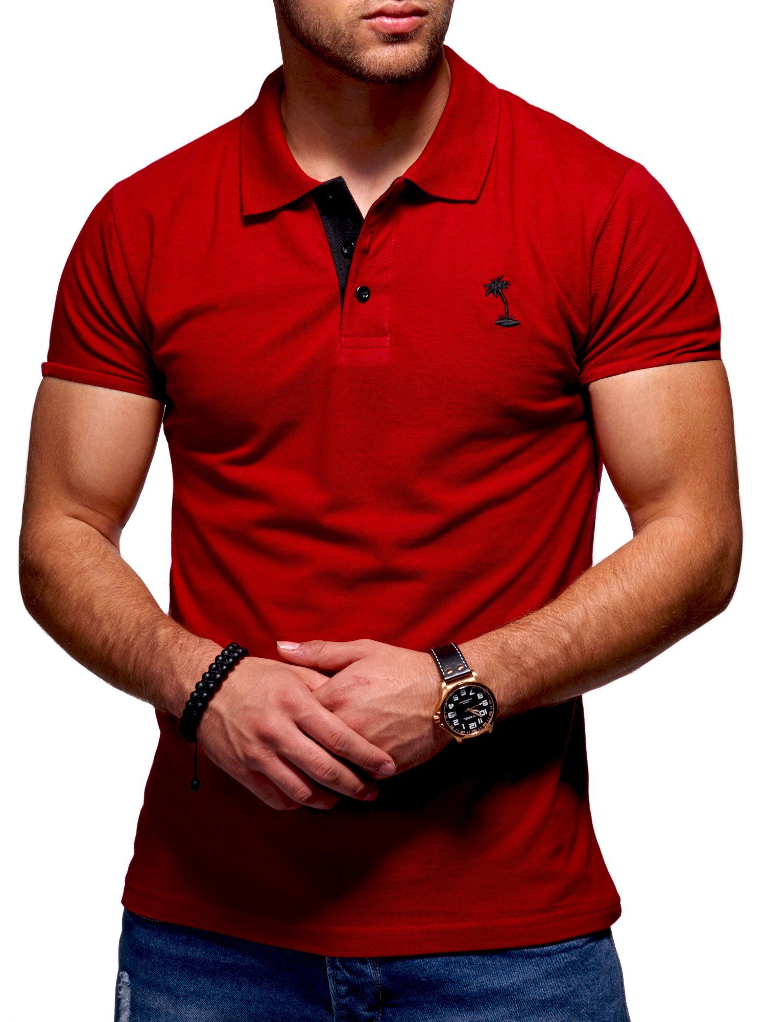 Poloshirt Weinrot-Schwarz Style-Division Polo-Hemd SDTOPEKA Basic