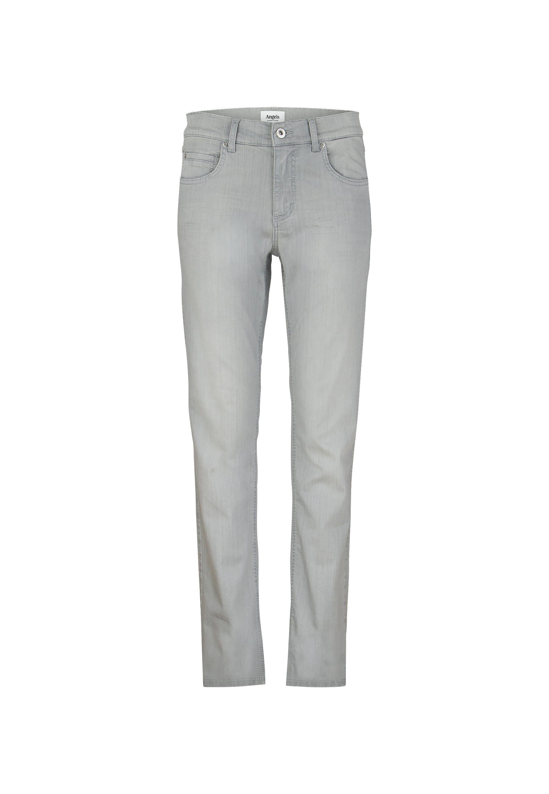 Jeans hellgrau ANGELS Organic Cotton mit mit Straight-Jeans Cici Label-Applikationen