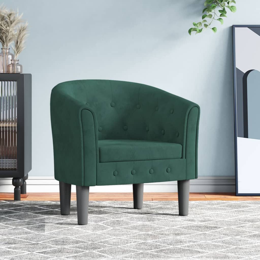 furnicato Cocktailsessel Clubsessel 70 x 56 x 68 cm Dunkelgrün (1-St), Gepolsterter Akzentsessel mit Knopfheftung für dein Wohnzimmer