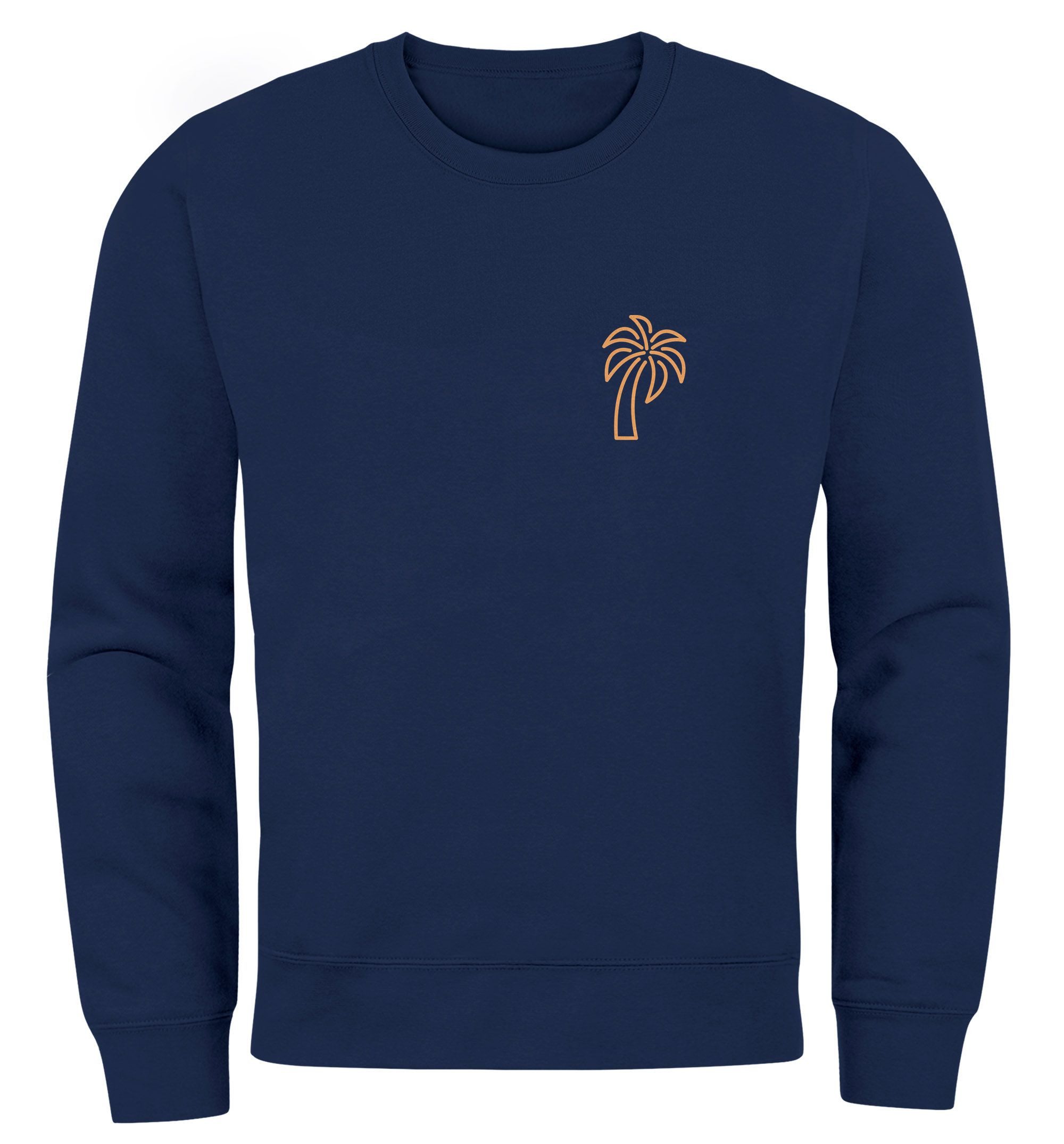 Sweatshirt Sweatshirt Herren Aufdruck Print Palme Line Art Motiv