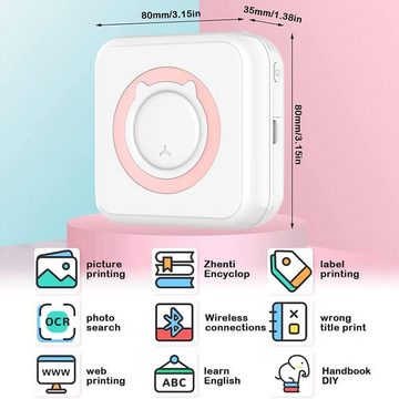 Jioson Thermodrucker Kompatibel mit iOS Android Etikettendrucker Bluetooth Etikettendrucker, (Bluetooth-Verbindung, (Materialdruck, Scrapbooking, Basteln, Speicheretiketten)