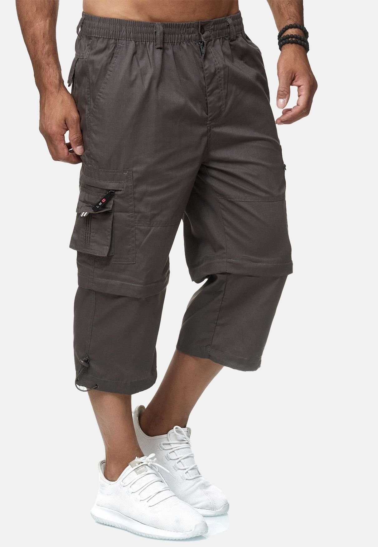 LMC Cargoshorts Cargo Shorts Zip Hose 3/4 Schlupfhose Verstellbare Beinlänge (1-tlg) 2804 in Grau