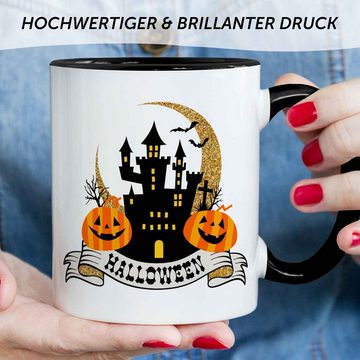 GRAVURZEILE Tasse mit Motiv im Halloween Schloss Design, Keramik, 330 ml