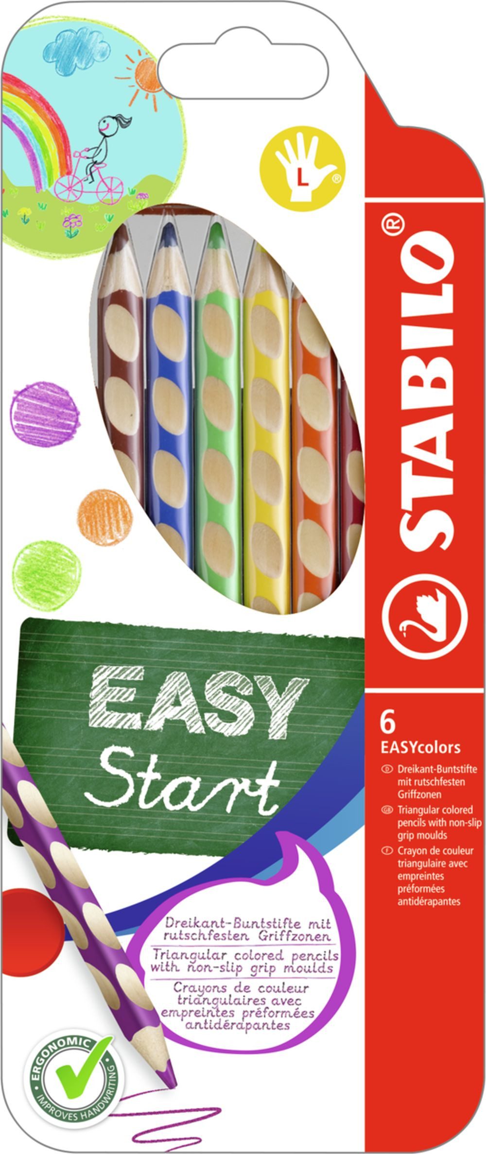 STABILO Buntstift Buntstift Easycolors Klappetui mit 6 Stiften Linkshänder (3 Stück)
