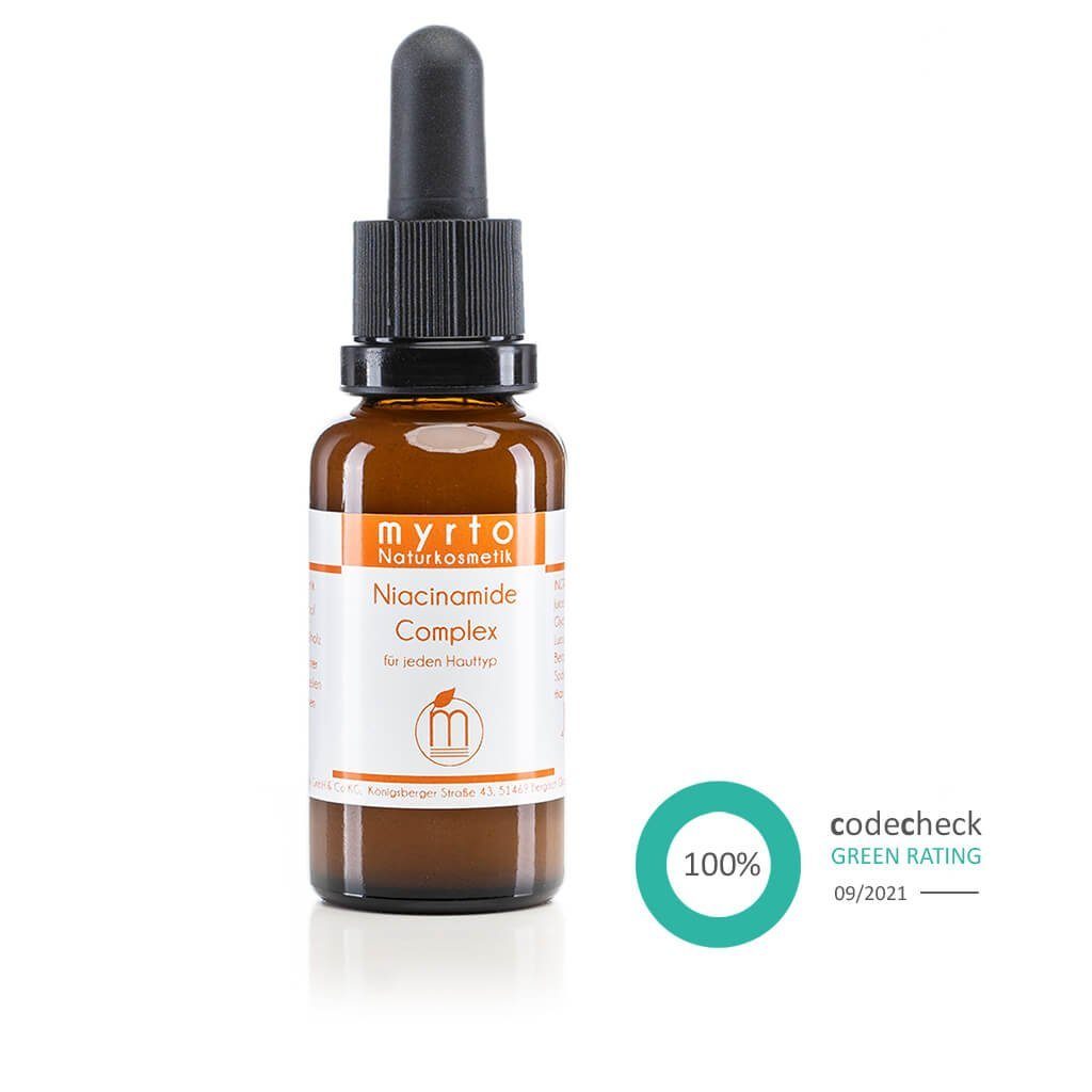 myrto Naturkosmetik Gesichtsserum Niacinamide Serum - Vitamin B3 Booster für ebenmäßige Haut, frei von Duftstoffen, Alkohol, Emulgatoren, Palmöl