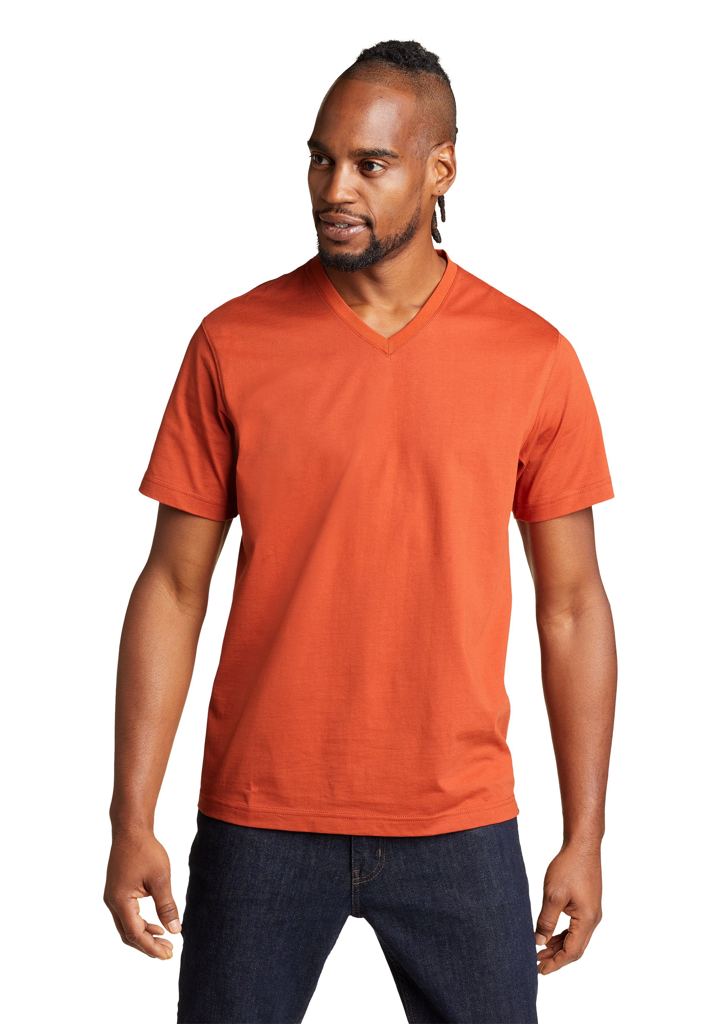 Eddie Bauer T-Shirt Legend Wash Pro Shirt 100% Baumwolle - V-Ausschnitt Dunkles Pfefferrot