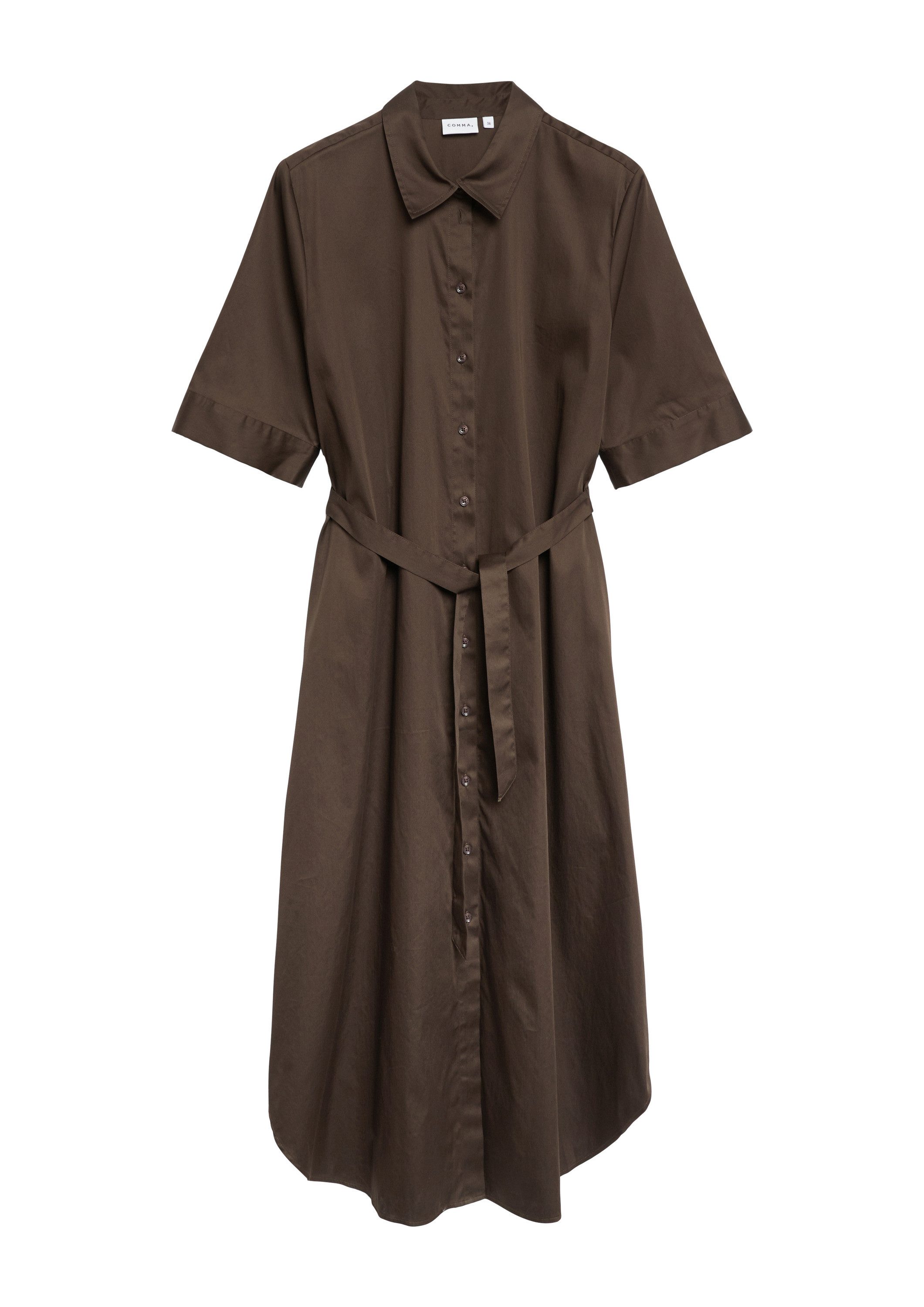 comma Midikleid Kleid Hemdkleid aus Baumwoll-Satin in Midilänge günstig online kaufen