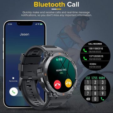 AVUMDA Smartwatch (1,39 Zoll, iOS Android), Herren Telefonfunktion HD Fitnessuhr Militär 120 Sportmodi Wasserdicht