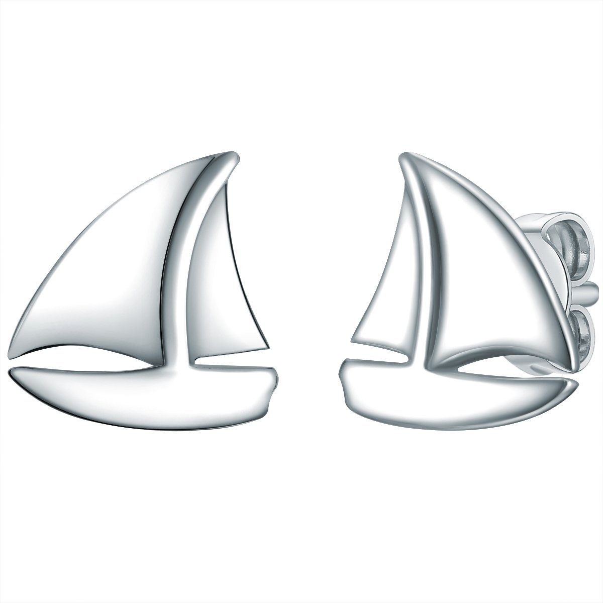 Strandglück Silber Ohrstecker Segelboot silber, aus Sterling Paar
