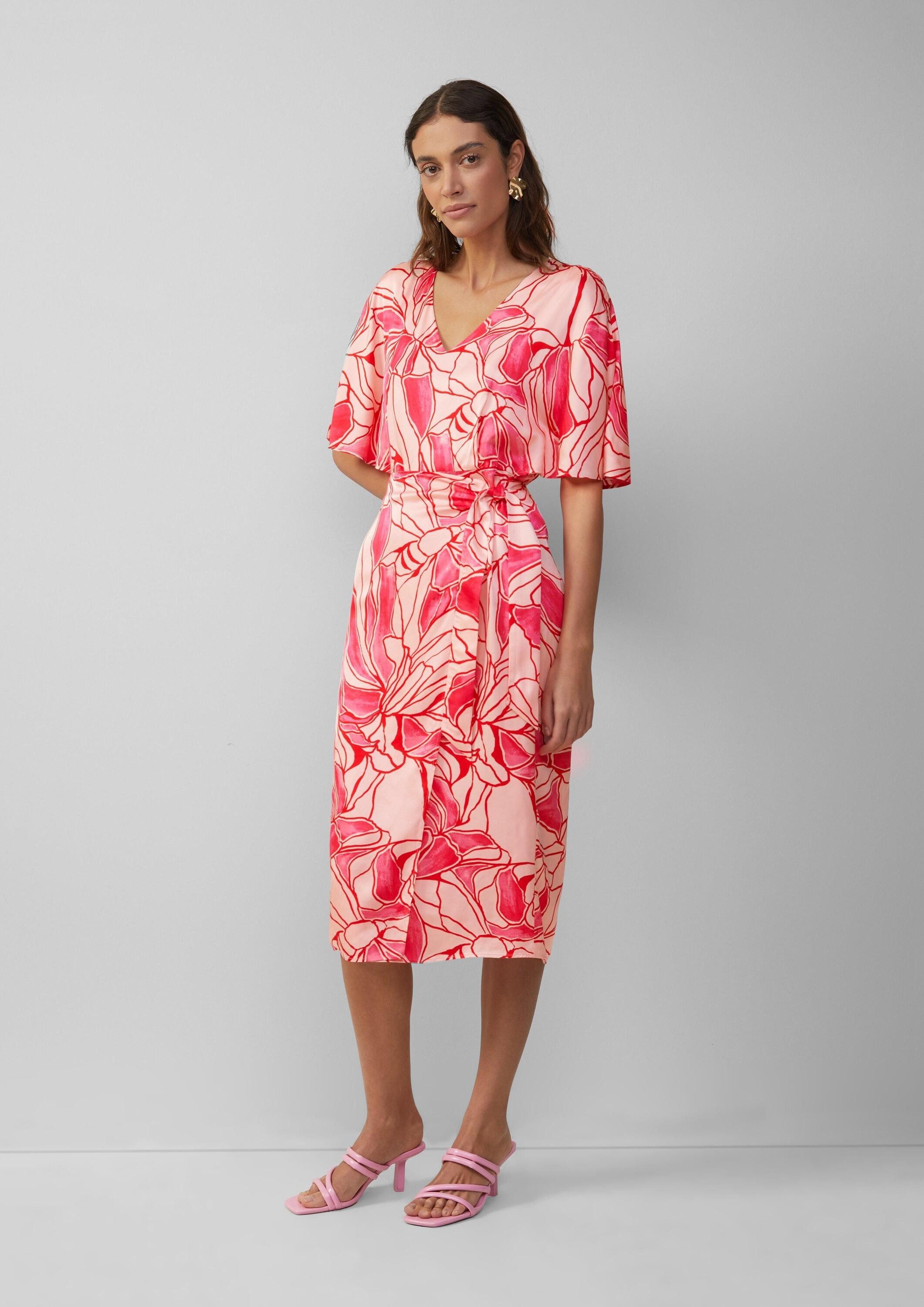 s.Oliver Midikleid Kleid Satinkleid in Wickeloptik mit V-Ausschnitt – Bild 5 von 5