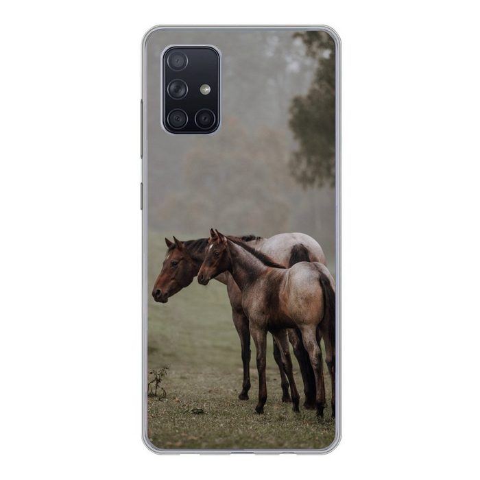 MuchoWow Handyhülle Pferde - Natur - Nebel Handyhülle Samsung Galaxy A51 5G Smartphone-Bumper Print Handy