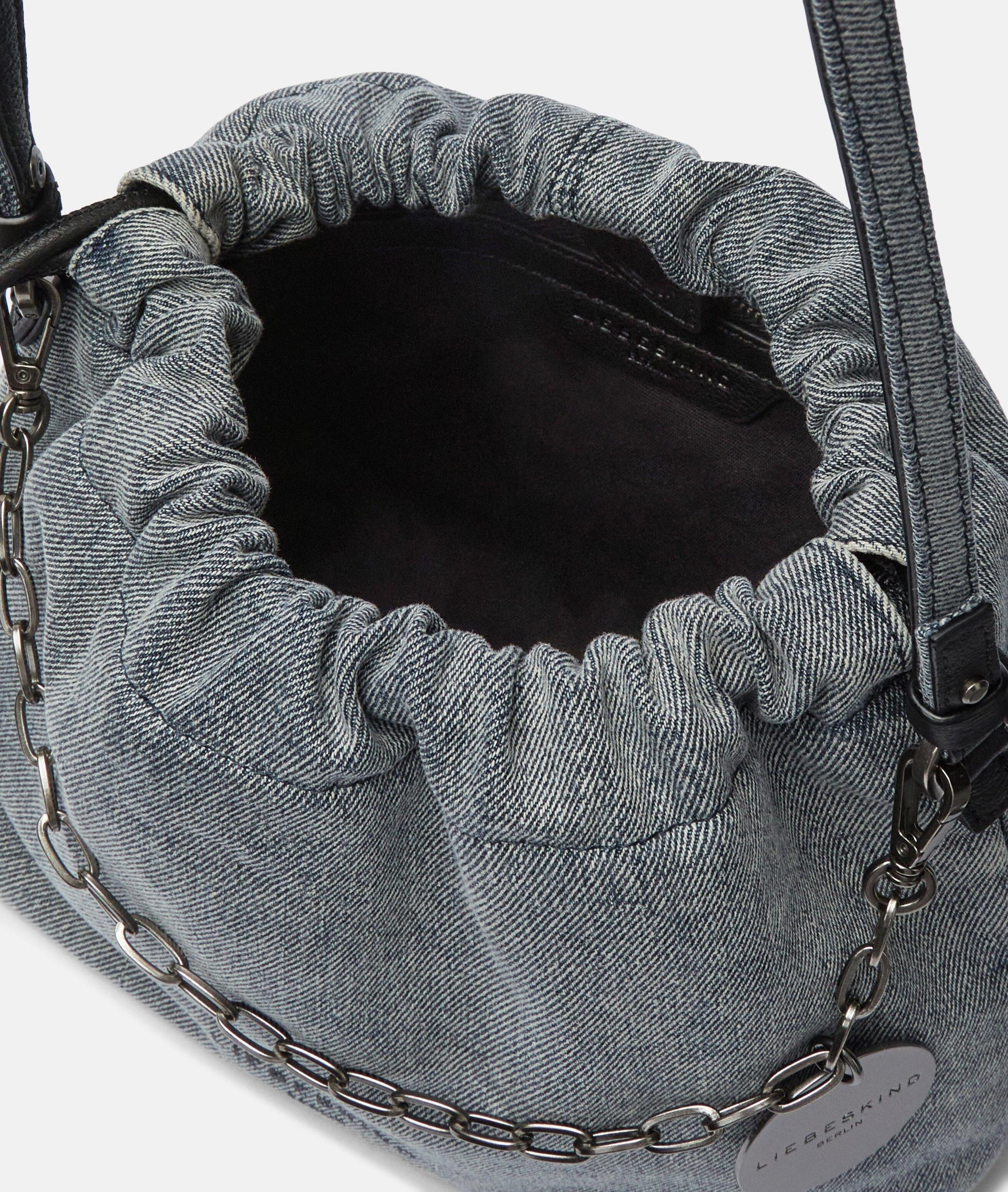 Liebeskind Berlin Schultertasche Denim Lya II Hobo S, Handliche Beuteltasche aus Denim
