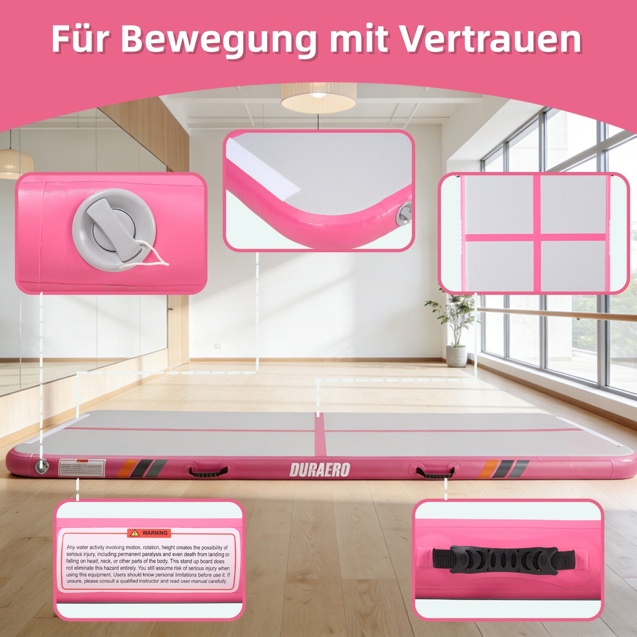 DURAERO Yogamatte Airtrack Matte Tumbling Matte Gymnastikmatte 300x100x10 CM – Bild 5 von 5