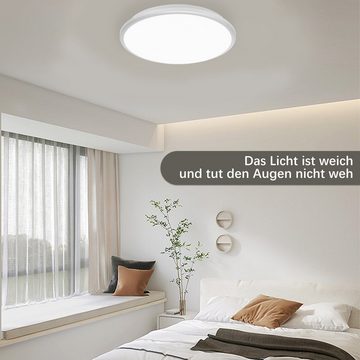 Vbrisi Deckenleuchte LED Deckenlampe Ø23cm 18W 6000K Deckenleuchten IP54 Badezimmer, LED fest integriert, weiß