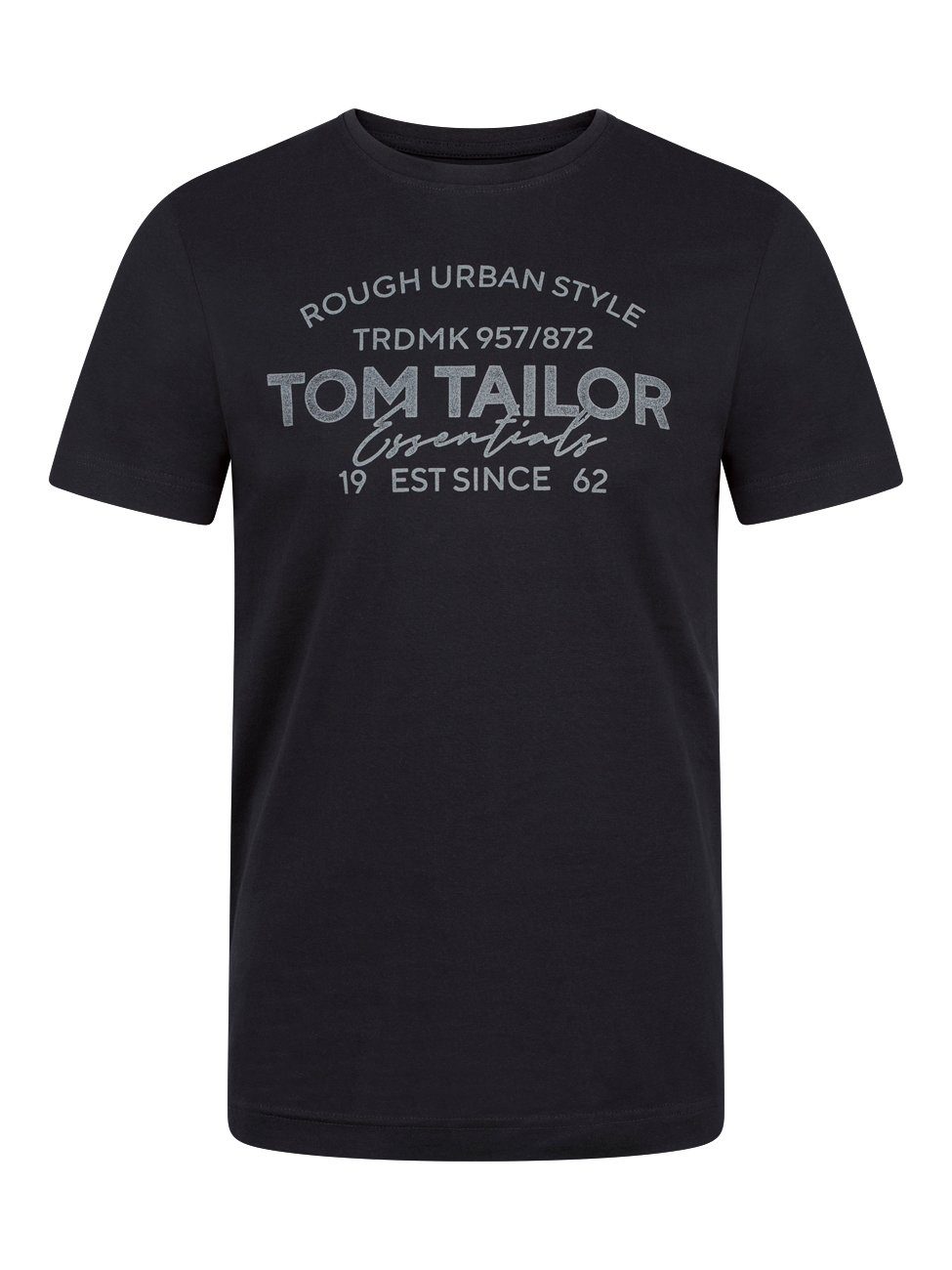 Printshirt Fit TOM Tee Rundhalsausschnitt (28847) aus TAILOR (4-tlg) mit T-Shirt Herren Shirt White Regular Lucid Baumwolle 100% Kurzarm