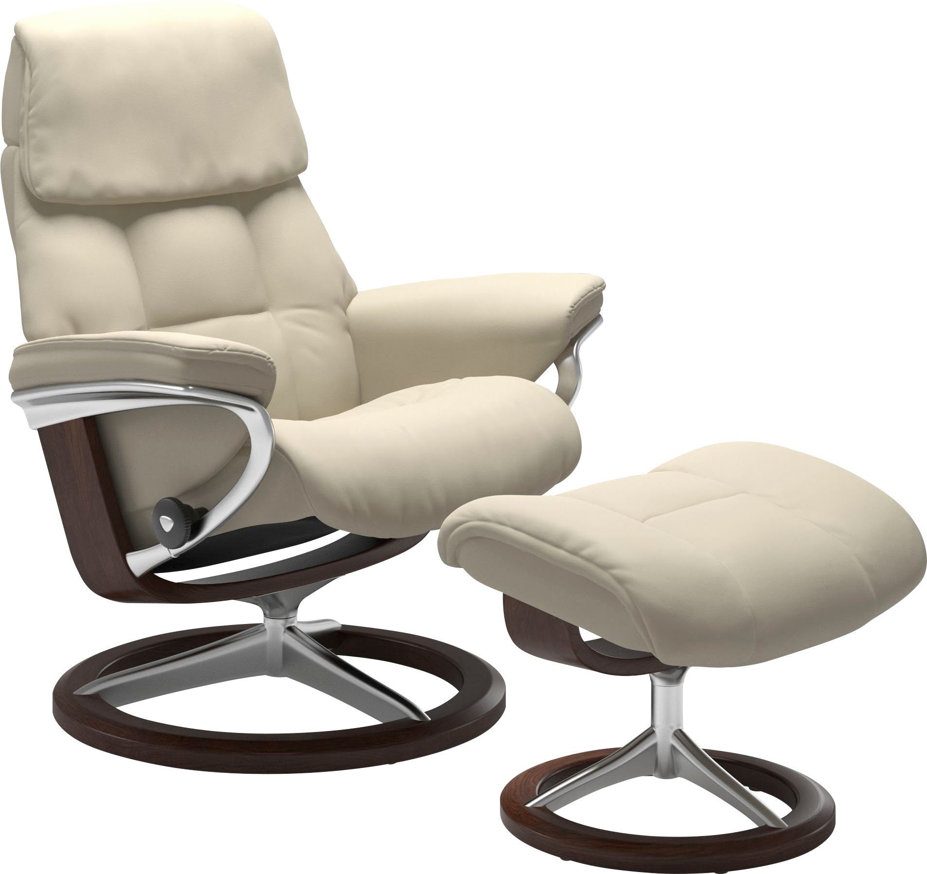 Stressless® Relaxsessel Ruby (Set, Relaxsessel mit Hocker), mit Signature Base, Größe M, Gestell Eiche, Wenge, Braun & Schwarz