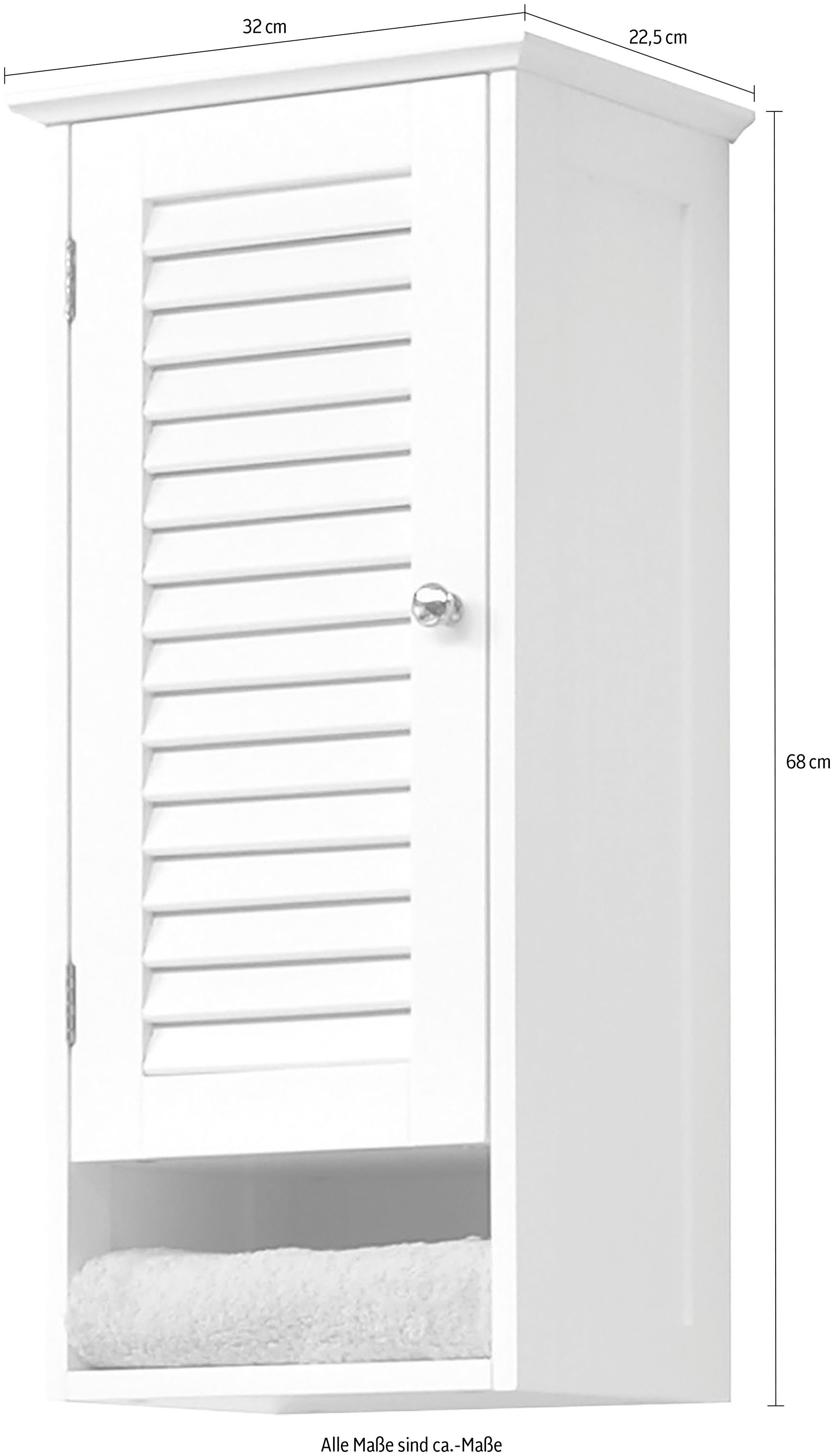 Saphir Hängeschrank Quickset 928 Wand-Badschrank, 1 Tür, 1 Einlegeboden, 1 Nische Badezimmer-Hängeschrank, 32 cm breit, Weiß, Landhaus-Stil – Bild 4 von 5