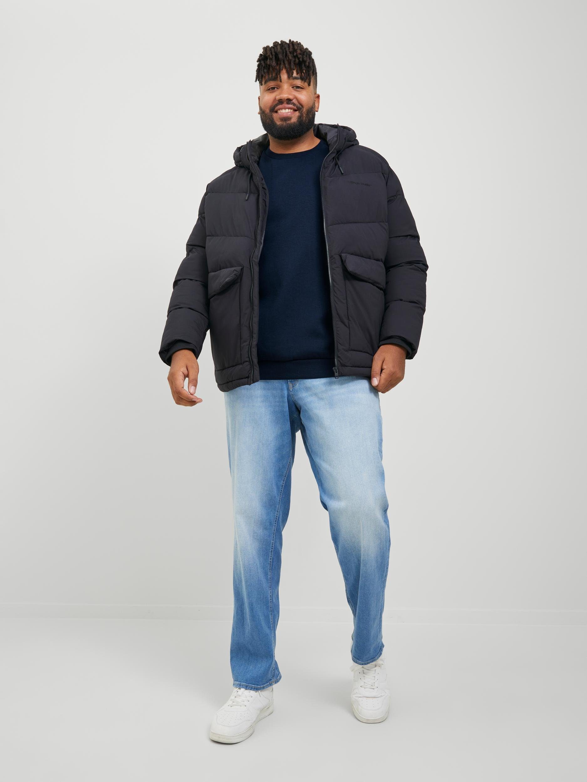 Jack & Jones PlusSize Sweatshirt JJEBRADLEY SWEAT CREW NOOS PLS mit Rippbündchen