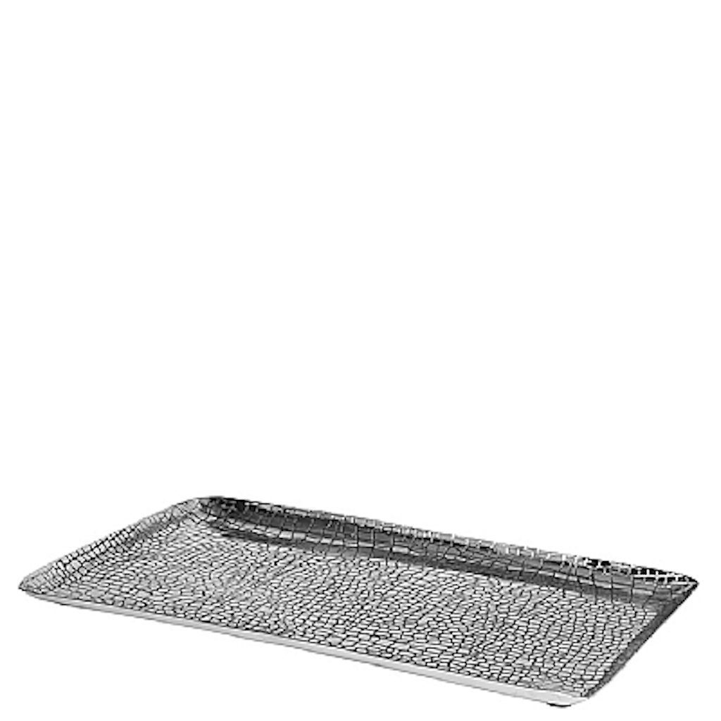 Broste Copenhagen Kerzentablett Croco Aluminium silber