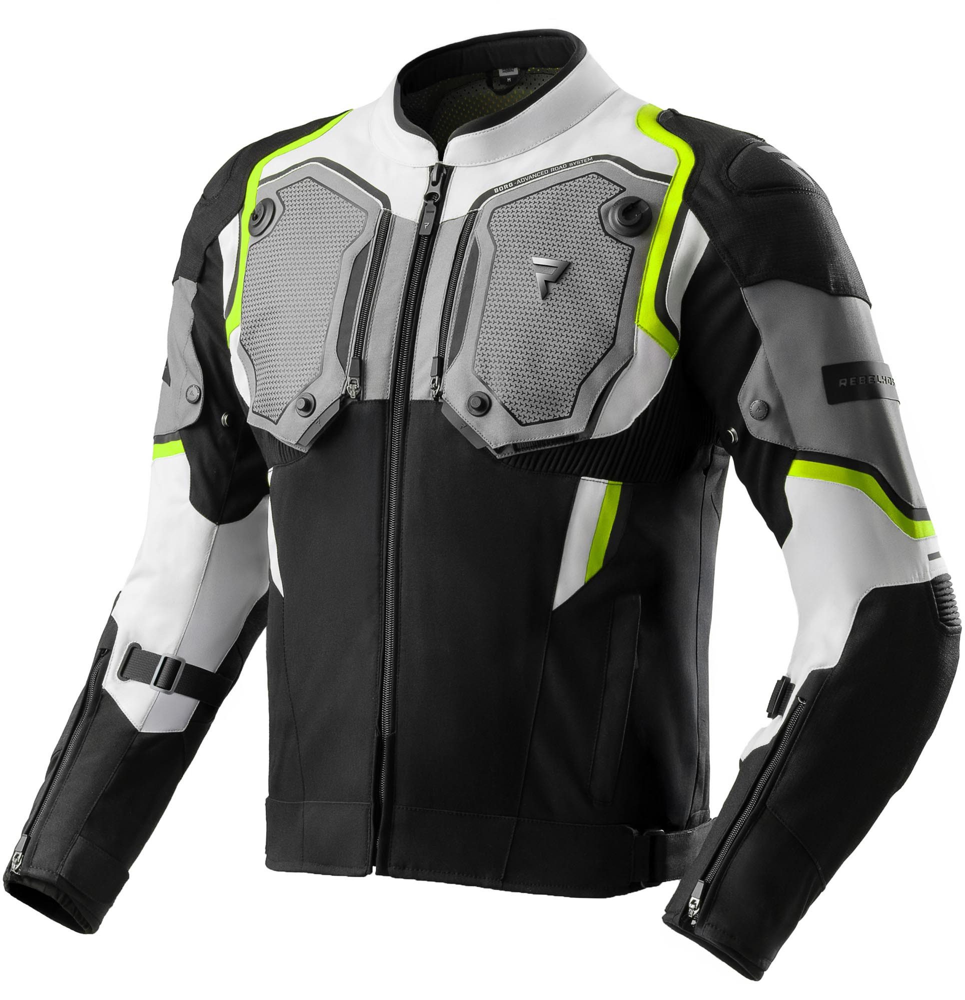 Rebelhorn Motorradjacke Borg 2 wasserdichte Motorrad Textiljacke Rückenprotektor enthalten,Verbindungsreißverschluss,Ellenbogenpro