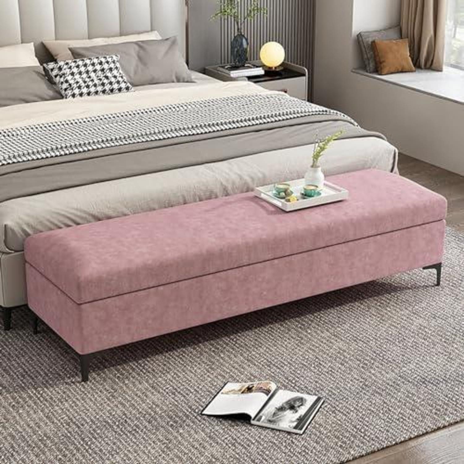 LuxusKollektion Bettbank Sitzbank mit Stauraum F Rosa 120cm (1-St)