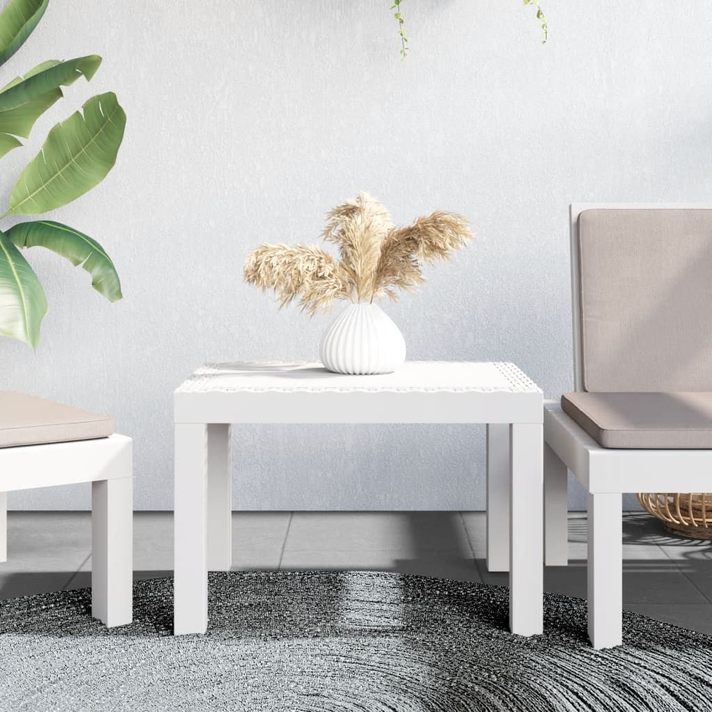 furnicato Gartentisch Weißer aus PP, 59 x 47 x 40 cm (1-St), Stoßfester Outdoor-Tisch mit stabiler Platte für den Balkon