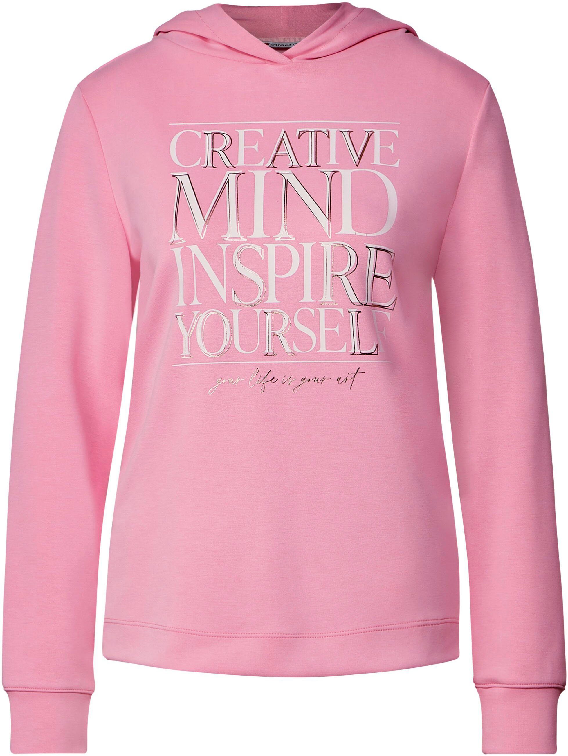 Wording-Print soft Mind" STREET winter "Creative Kapuzenshirt mit großem rose ONE