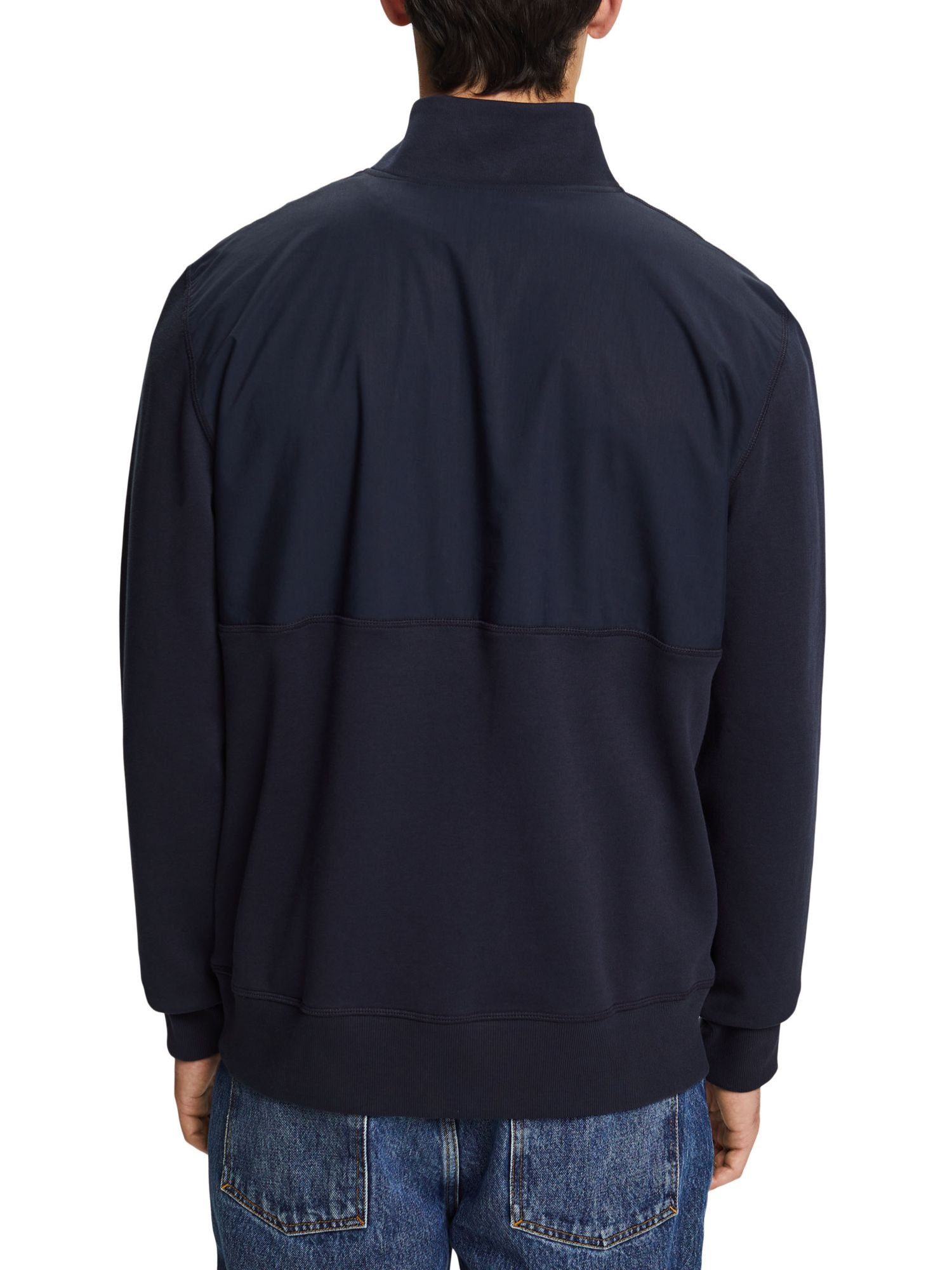 Esprit (1-tlg) Sweatshirt aus Troyer-Sweatshirt Materialmix NAVY