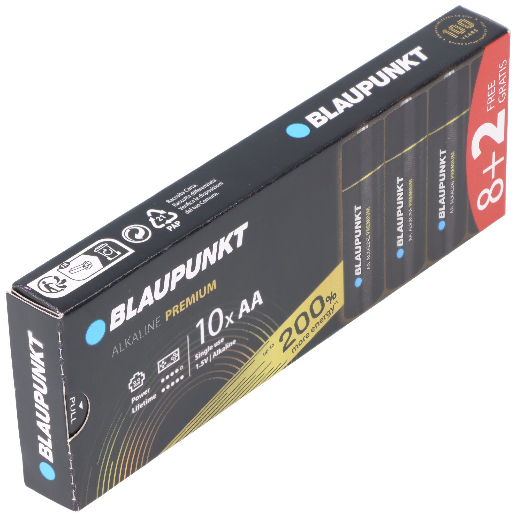 Blaupunkt Blaupunkt Alkaline Premium Batterie 1,5V AA LR6 10er-Pack Batterie, (1,5 V)