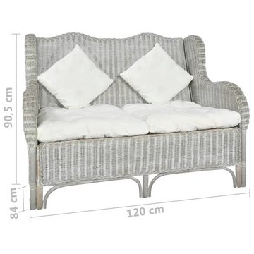 vidaXL Sofa 2-Sitzer-Sofa Grau Natur Rattan und Leinen Couch