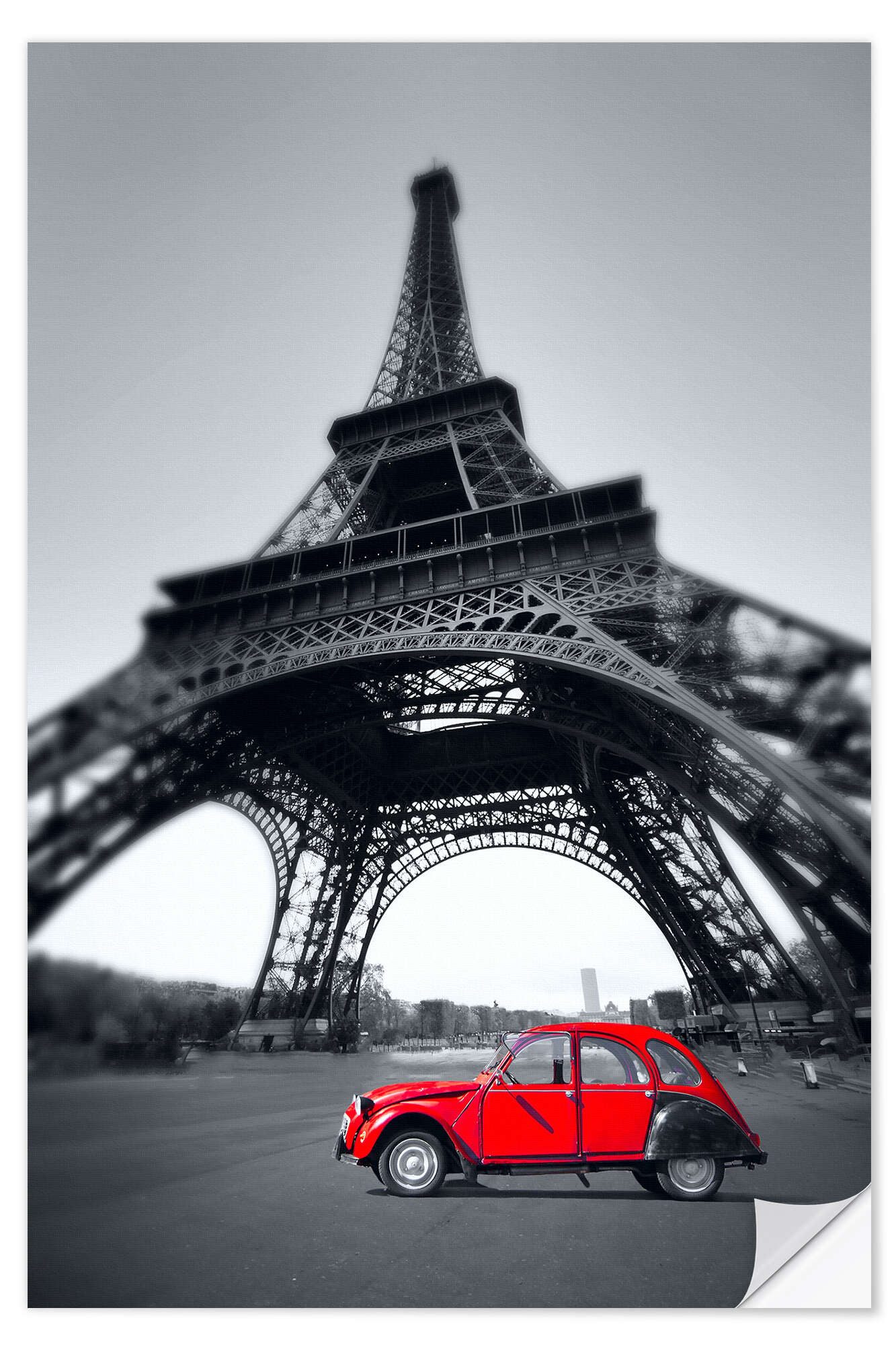 Posterlounge Wandfolie Editors Choice, Rotes vintage Auto steht auf dem Champ de Mars, Fotografie
