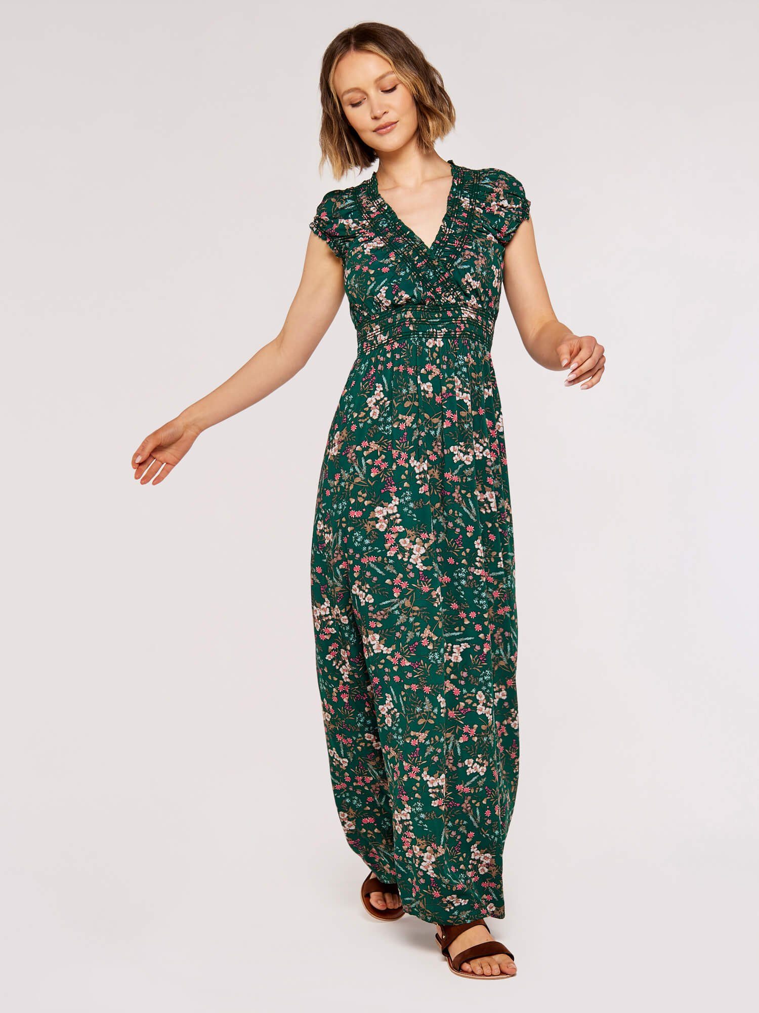 Apricot Maxikleid Maxikleid mit Blumenmuster