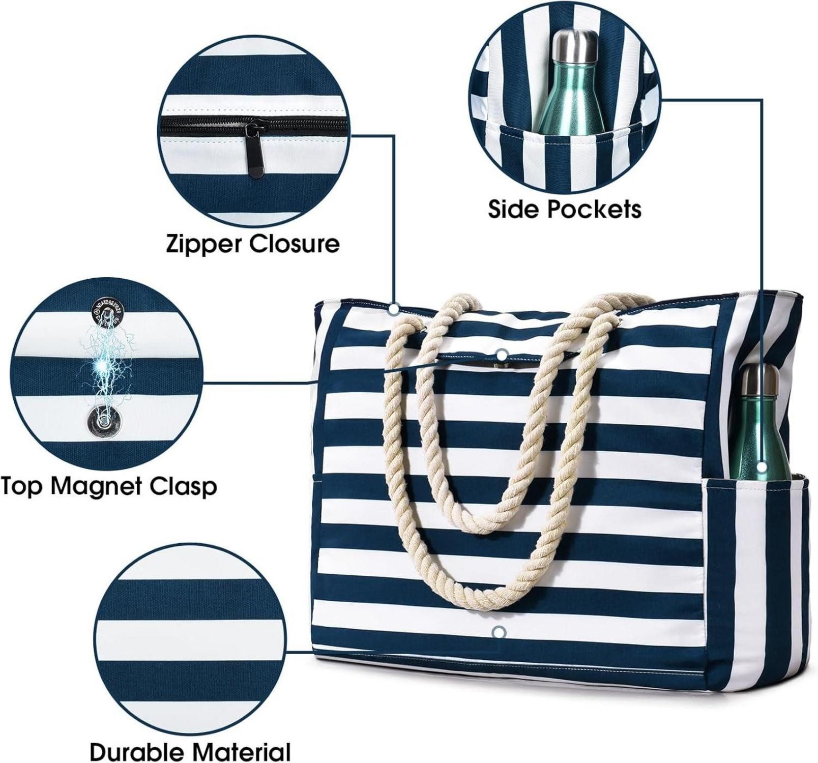 LuxusKollektion Strandtasche Wasserdichte Strandtasche mit Reißverschluss günstig online kaufen