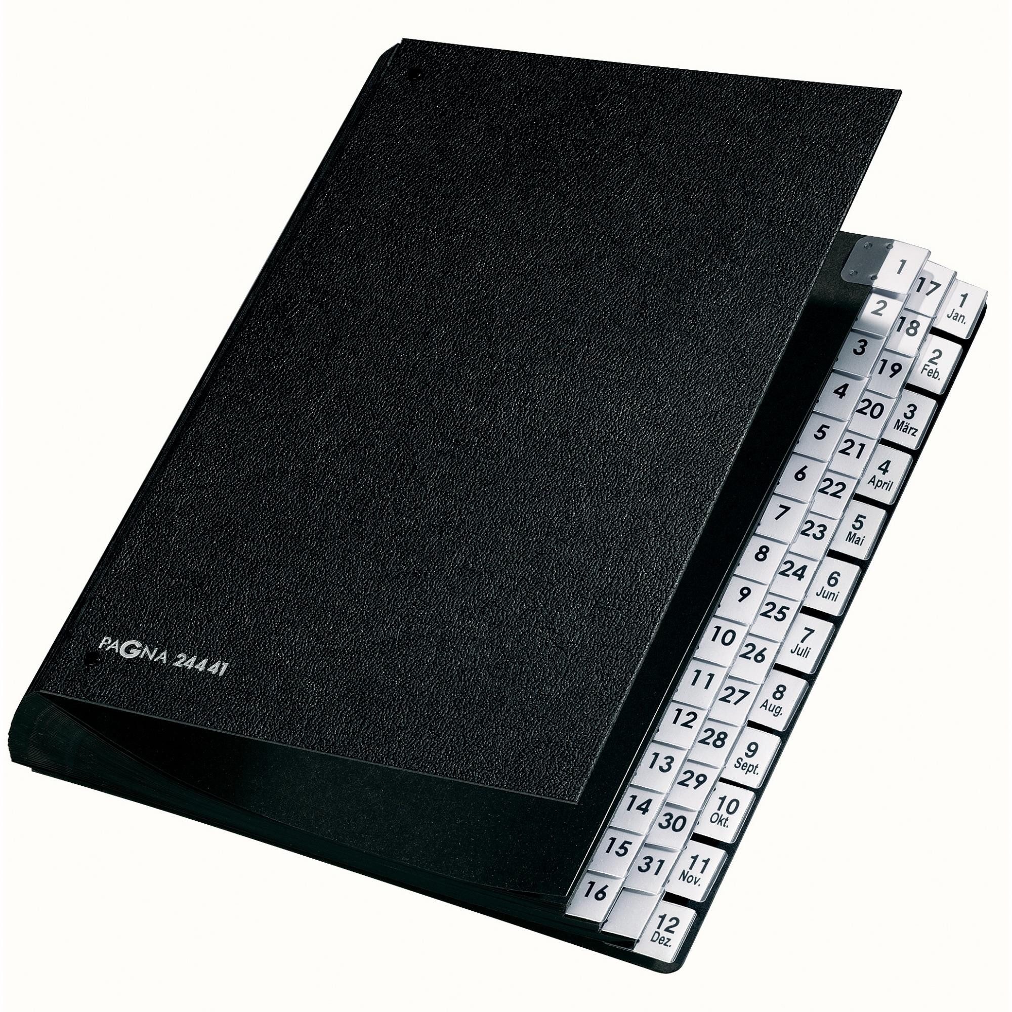 PAGNA Organisationsmappe Pagna Pultordner Classic 44 Fächer 1-31/1-12/Jan-Dez schwarz